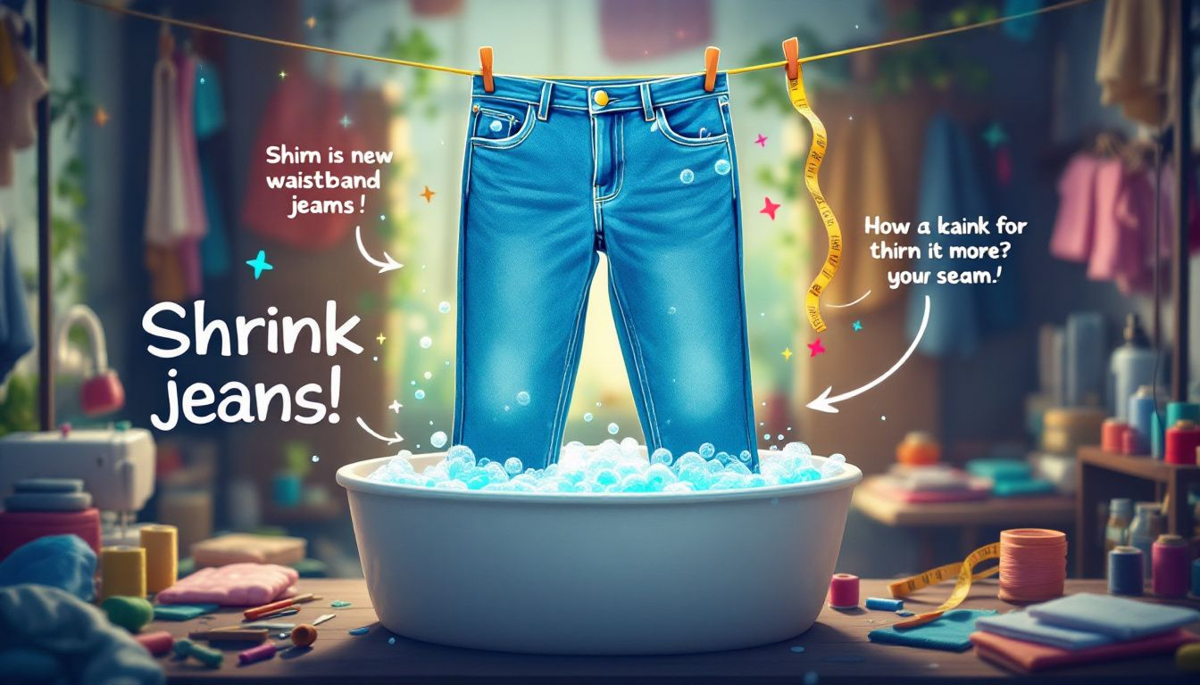 Preparing jeans for shrinkage by soaking in water.