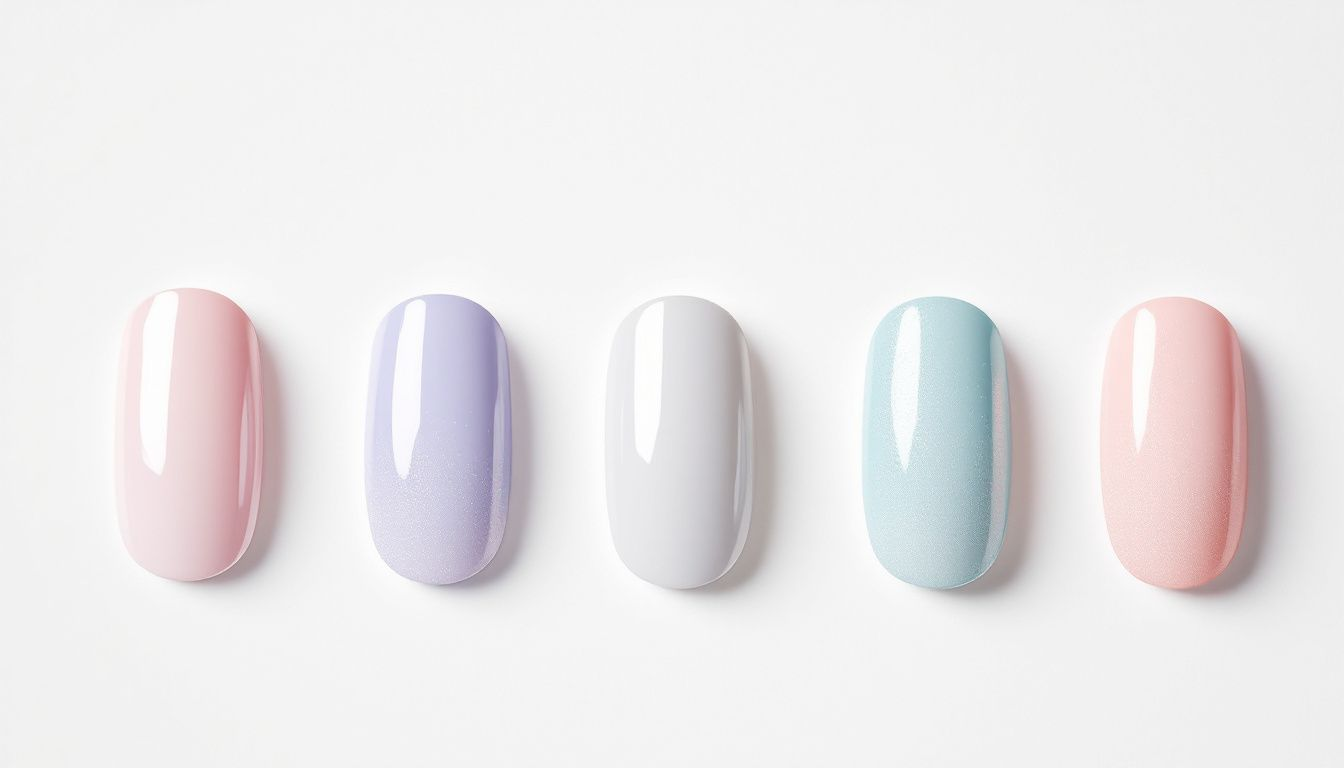 Trending colors for French nails, showcasing pastel hues.