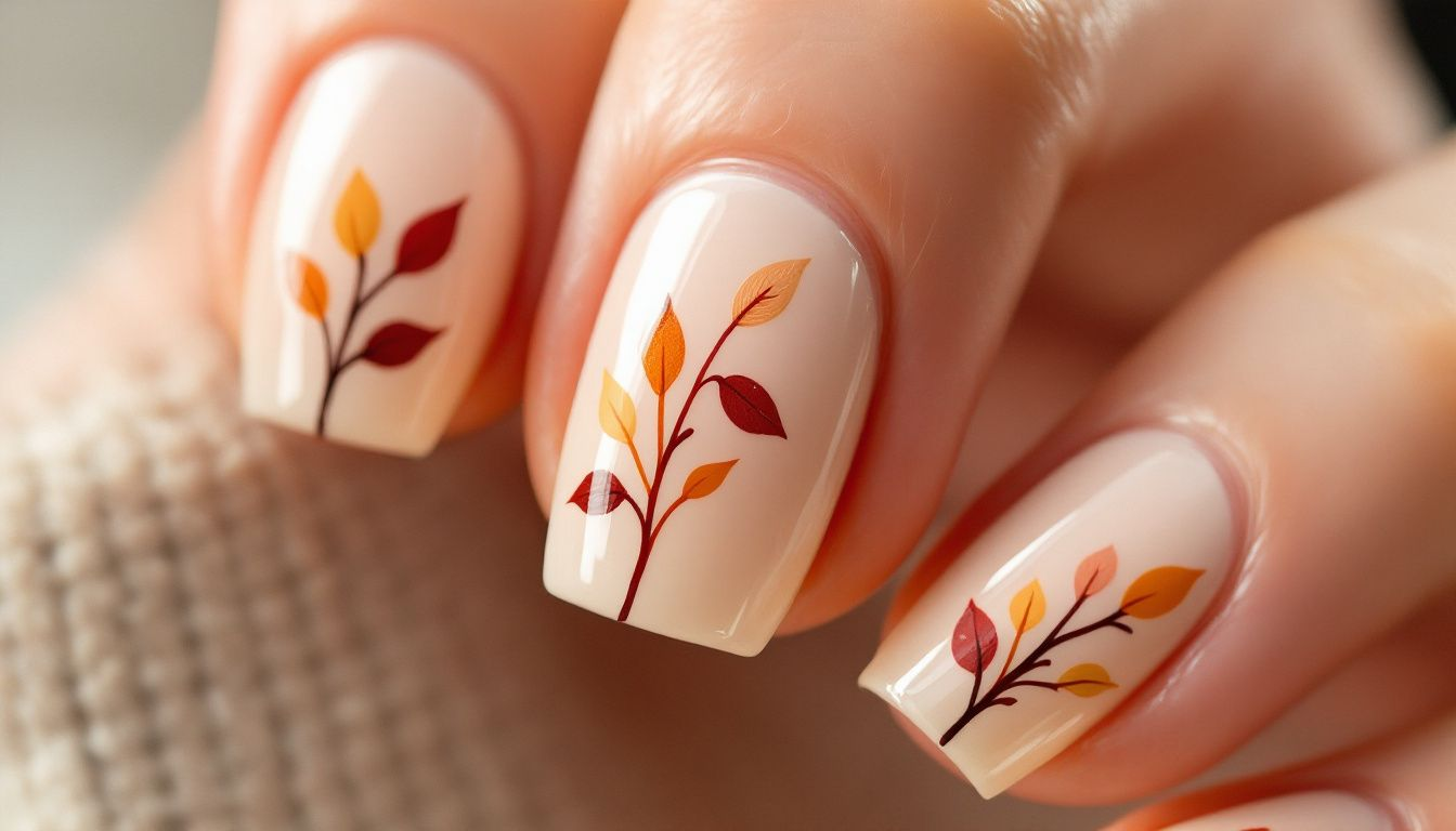 Seasonal French nail art inspired by autumn colors.