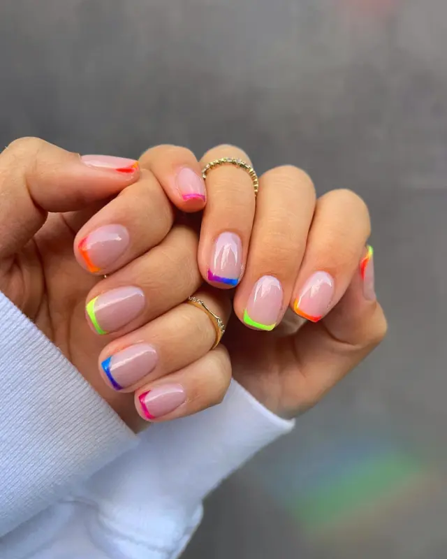 Bright Ombre French Colored Tips