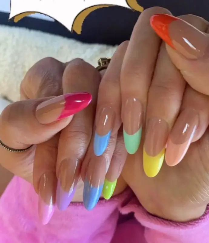 Multi Color Bright Colored French Tips