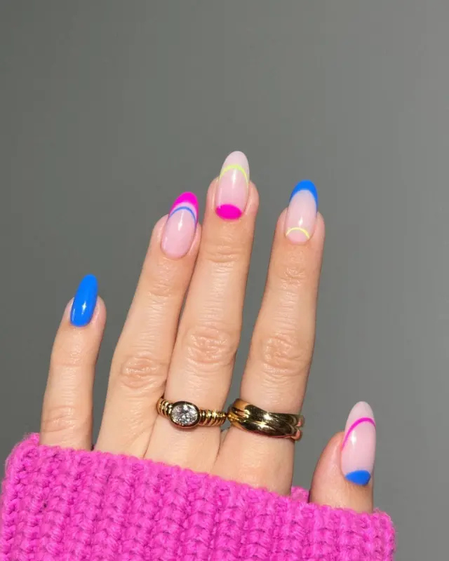 Multi-Stripe Colored French Tips